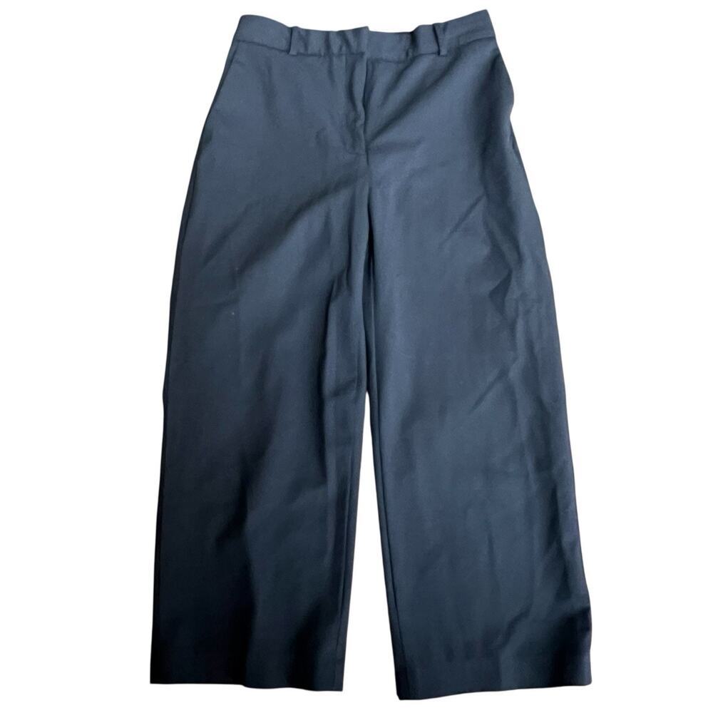 Babaton Navy Blue Wide Leg Trouser Pants Size 4 Cropped Wool Blend
